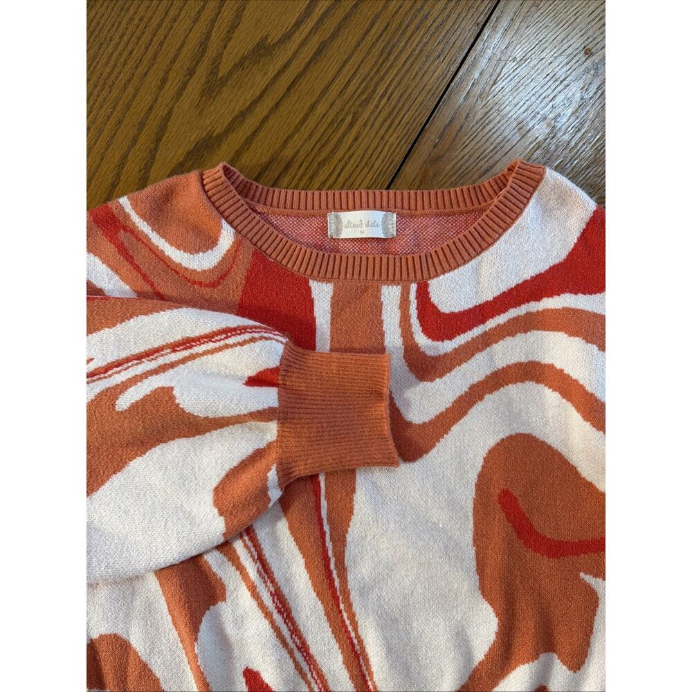 Altar'd State Orange Psychedelic Swirl Cropped Sweater Balloon Sleeve Medium